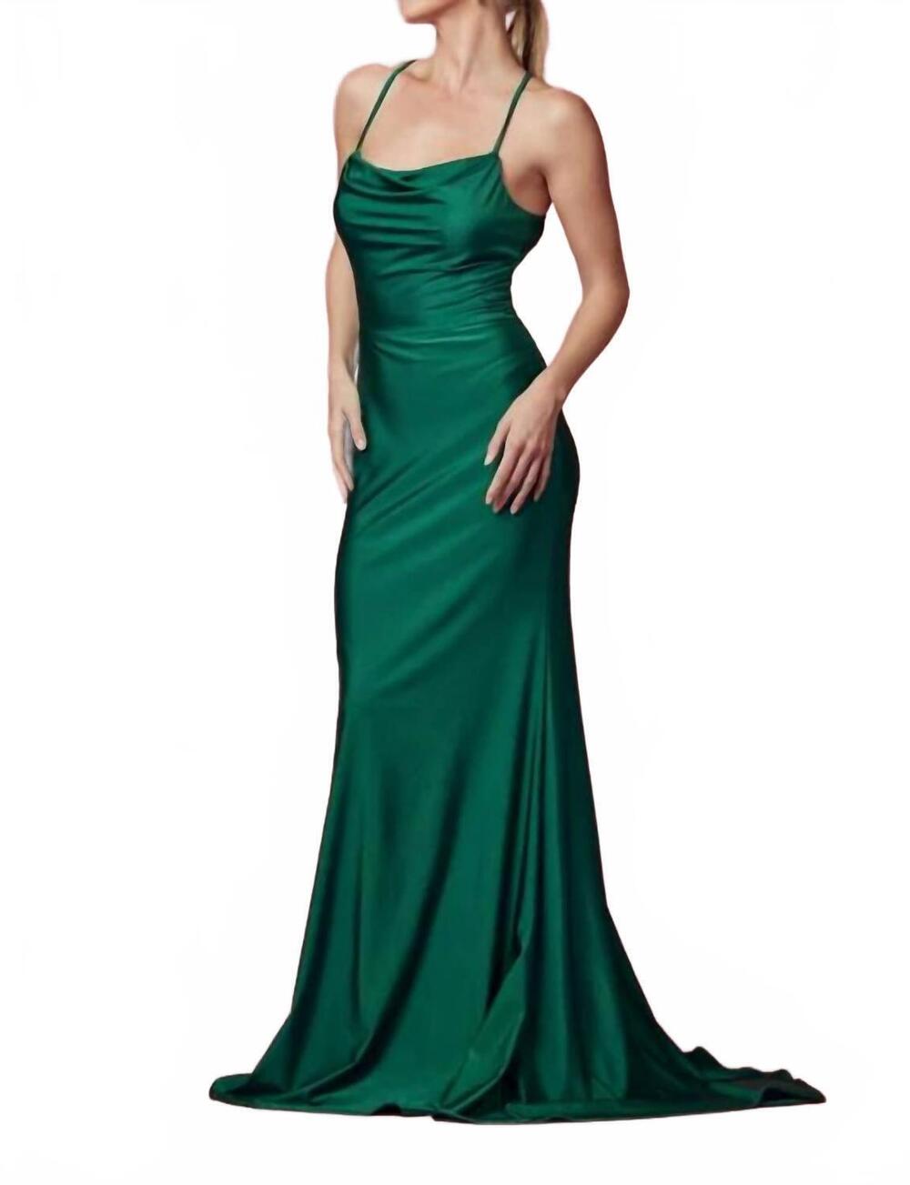 NEW XOXO open back lace evening gown in emerald